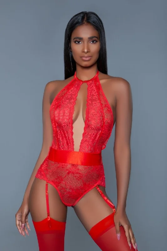 Ophelia Red Lace Bodysuit