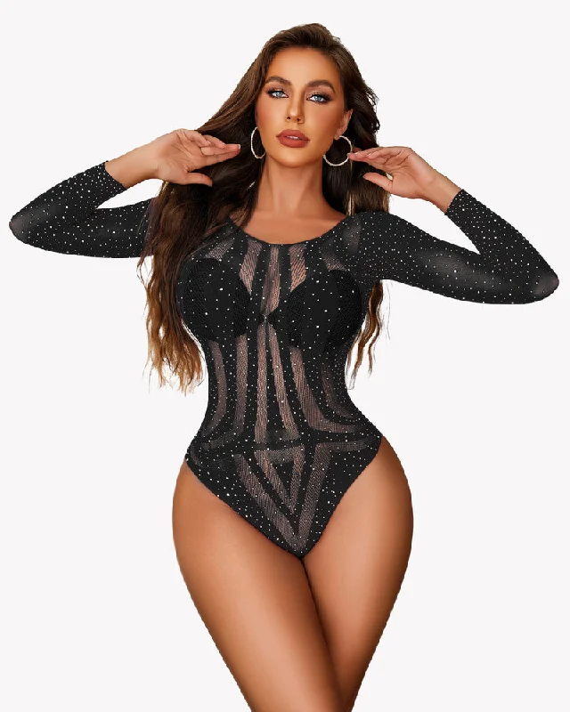 Fishnet Rhinestone Bodysuit