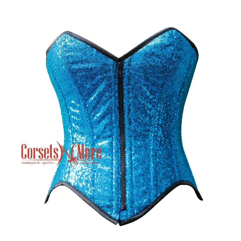 Baby Blue Sequins Corset Christmas Corset Waist Cincher Top