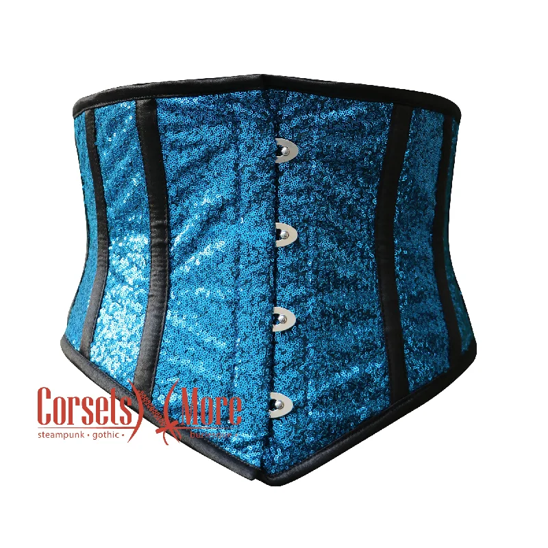 Baby Blue Sequins Corset Waist Cincher Christmas Corset Underbust Top