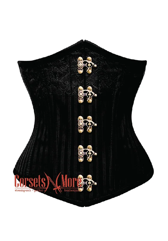 Black Brocade With Antique Clasp Gothic Burlesque Underbust Corset