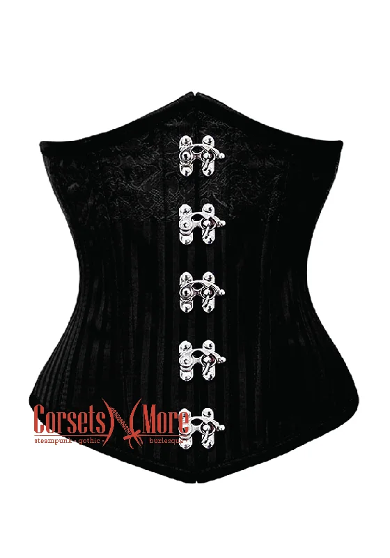 Black Brocade With Silver Clasp Gothic Burlesque Underbust Corset