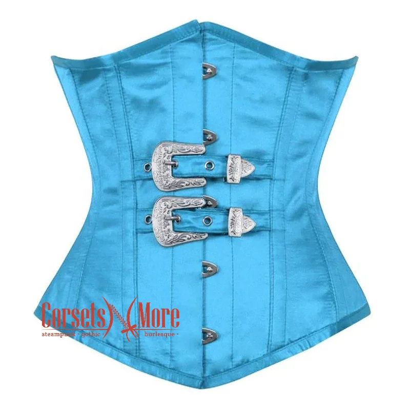 Blue Steampunk Gothic Long Underbust Waist Training Corset