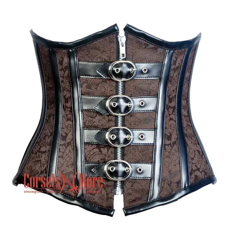 Brown Brocade Gothic Underbust Waist Training Corset