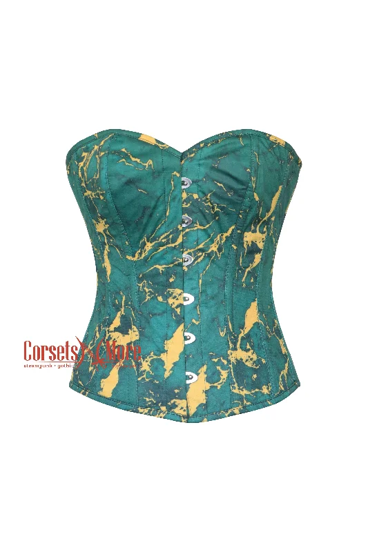 Emerald Green With Golden Touch Cotton Gothic Costume for Overbust Corset Top