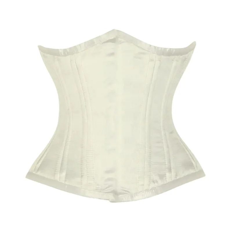 Ivory Satin Double Bone Front Close Gothic Underbust Bustier Corset