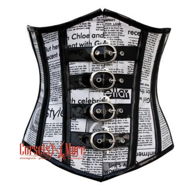 Newspaper Print Retro Theme Underbust Steampunk Corset