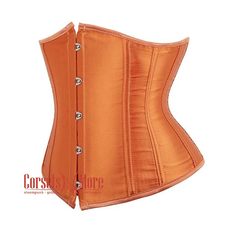 Orange Satin Gothic Burlesque Underbust Bustier Corset