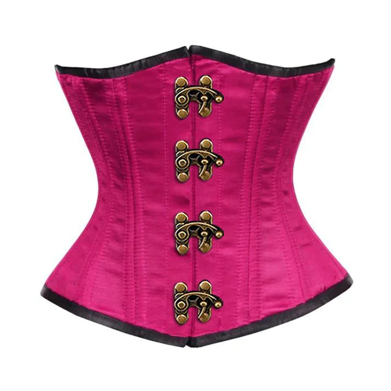 Royal Pink Satin Double Bone Front Antique Clasps Gothic Underbust Bustier Corset