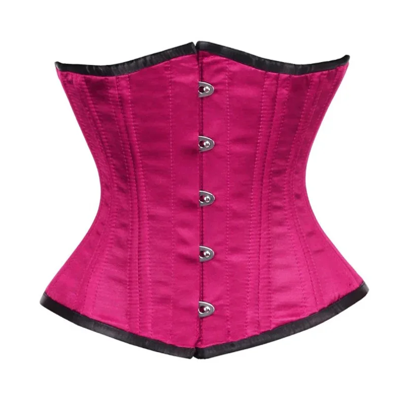 Royal Pink Satin Double Bone Front Silver Busks Gothic Underbust Bustier Corset