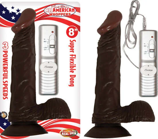 Afro American Whopper with Balls Vibrating 8-Inch Brown Dong