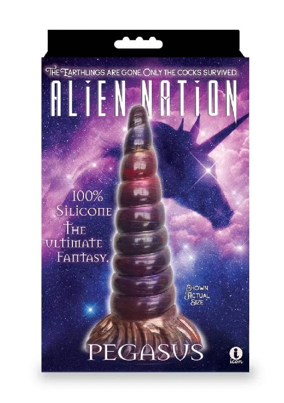 Alien Nation Pegasus Unicorn Horn Dildo - Shimmering Silicone Fantasy Pleasure