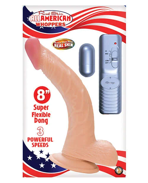 All American Whopper 8 inches Vibrating Flesh Beige