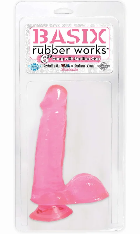 Basix Rubber Works 6" Dong with Suction Cup Pink