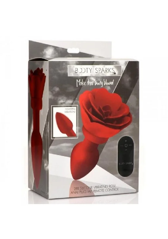 Booty Sparks 28X Rechargeable Silicone Vibrating Rose Anal Plug with Remote Control