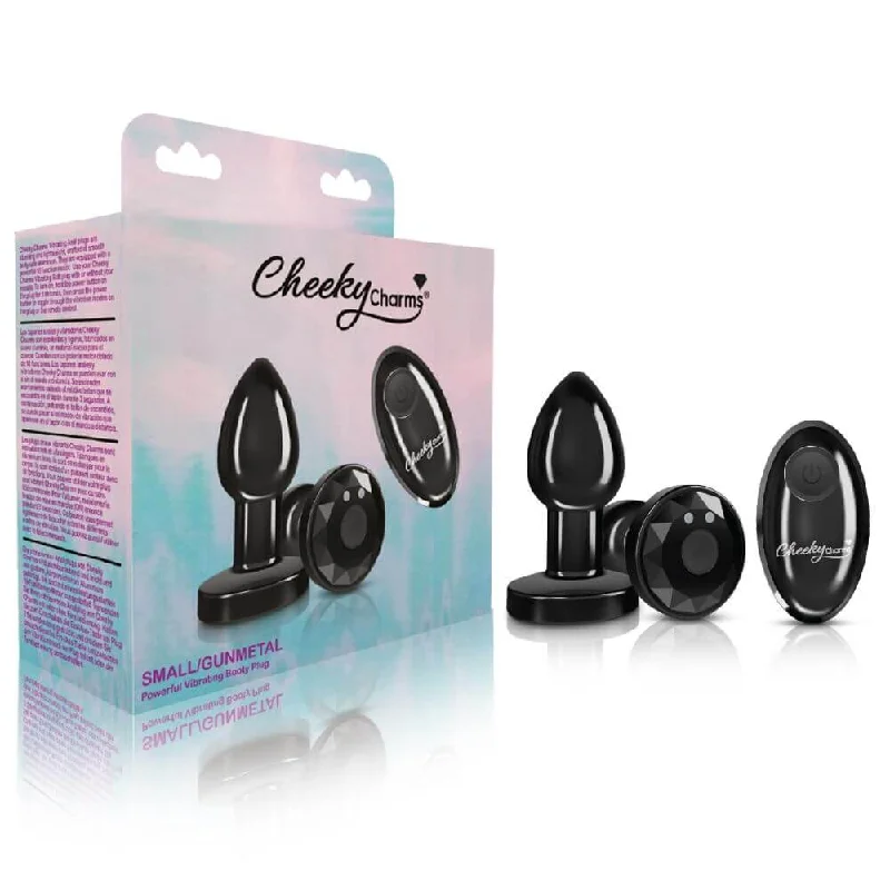 Cheeky Charms Vibrating Metal Plug Gunmetal Medium with Remote