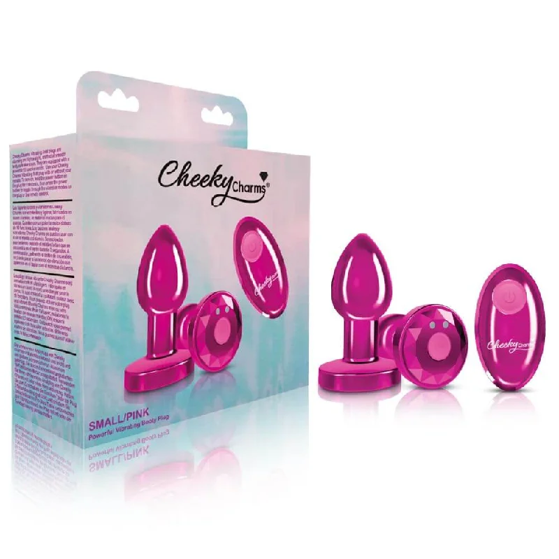 Cheeky Charms Powerful Vibrating Booty Metal Plug Pink Small with Remote