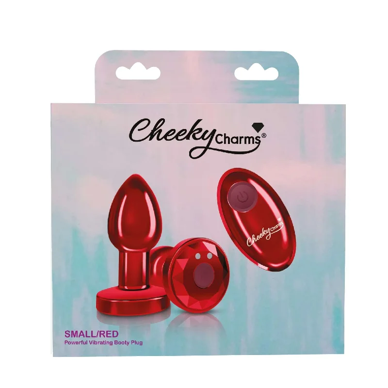 Viben's Cheeky Charms: Small Red Vibrating Metal Anal Plug with Remote Control