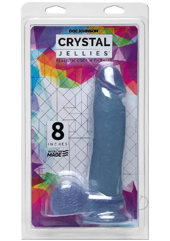 Crystal Jellies 8-Inch Realistic Cock with Balls Clear: Lifelike Pleasure for Unforgettable Moments