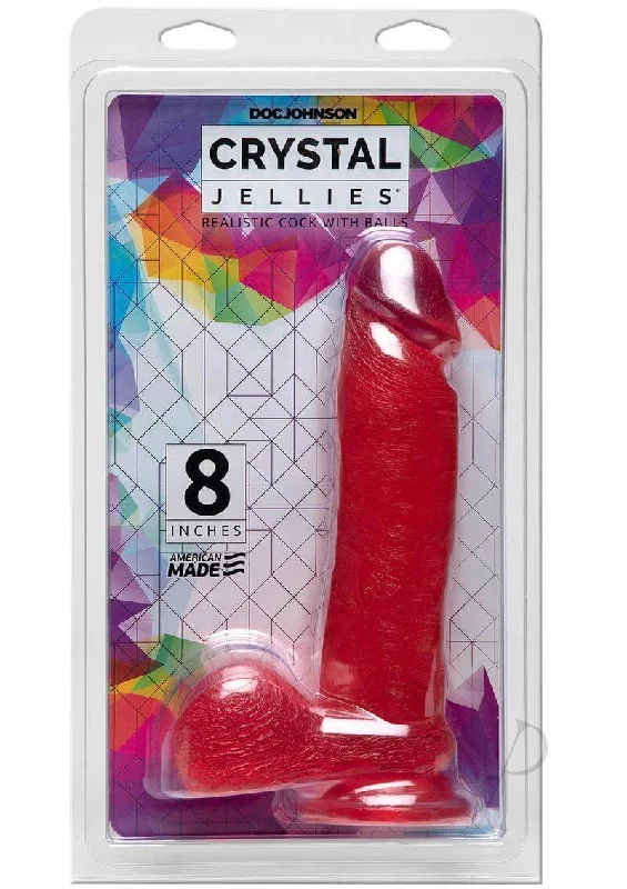 Crystal Jellies 8-Inch Realistic Cock with Balls Pink: Lifelike Pleasure for Unforgettable Moments