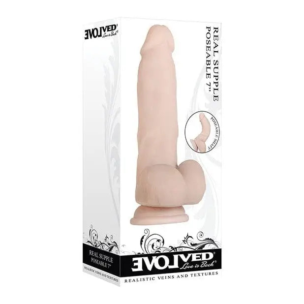 Evolved Real Supple Poseable 7" TPE Rubber Dildo with Suction Cup Base