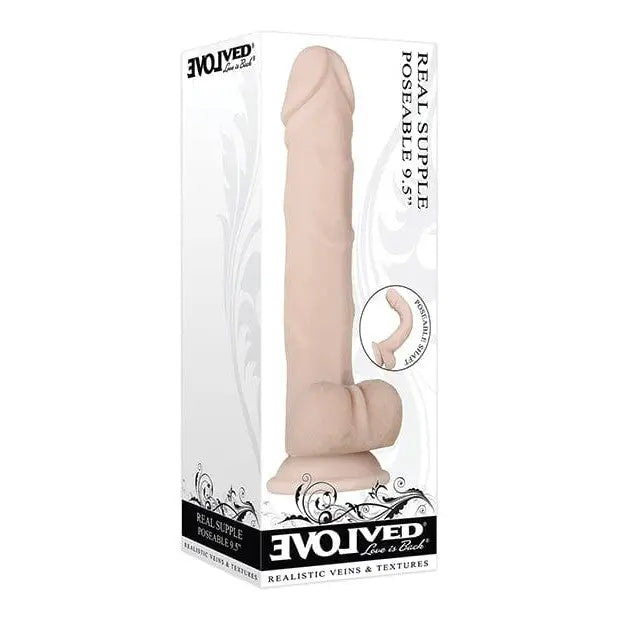 Evolved Real Supple Poseable 9.5" TPE Rubber Dildo with Suction Cup Base