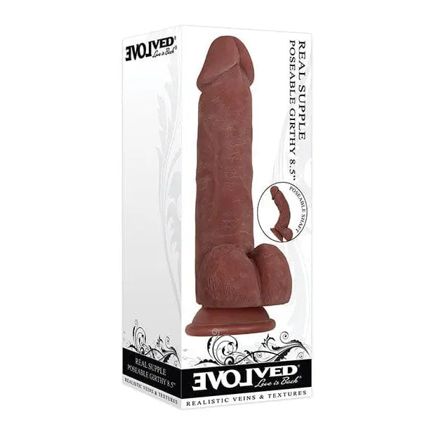 Evolved Real Supple Poseable Girthy 8.5” TPE Rubber Dildo with Suction Cup Base