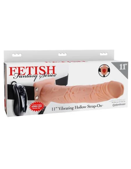 Fetish Fantasy 11" Vibrating Hollow Strap-On | Realistic | Light Skin Tone Beige