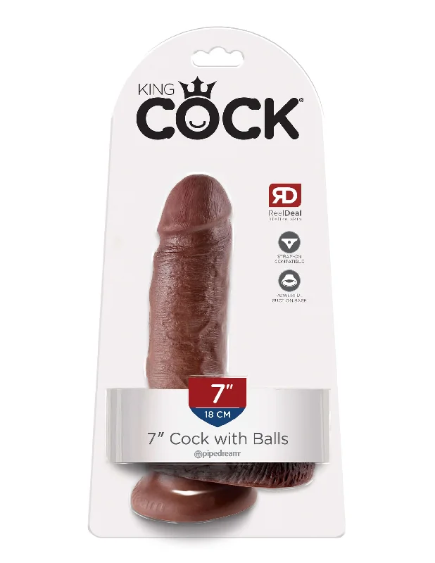 Experience Ultimate Realism with King Cock 7-Inch Brown Dildo - The Real Deal RD