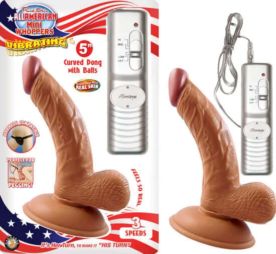 Nasstoys Real Skin Latin American 5-Inch Vibrating Curved Dong with Balls