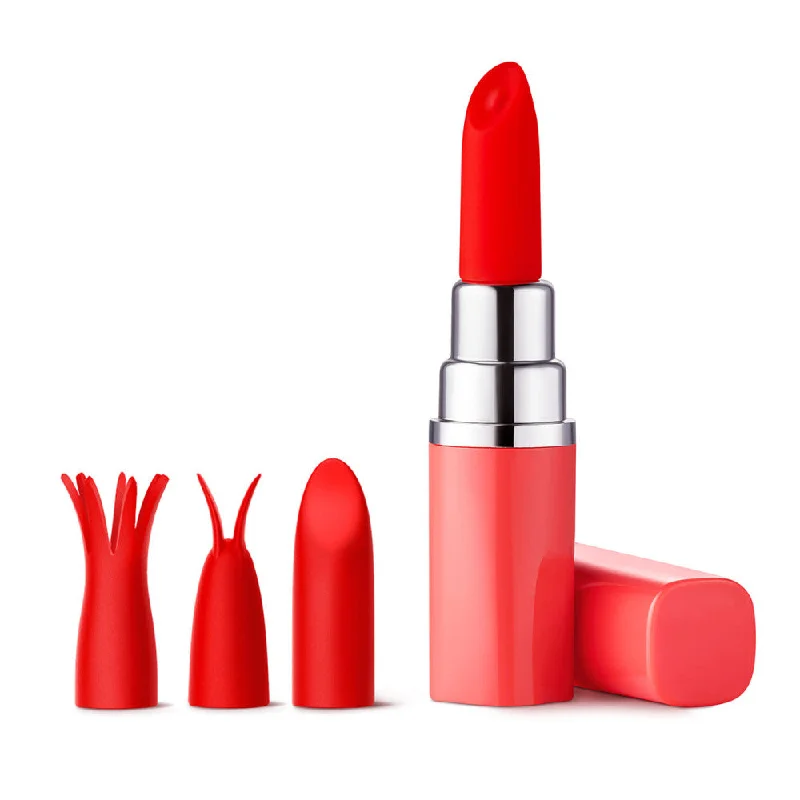 Luv Inc. Lipstick Bullet Vibrator with Interchangeable Attachments