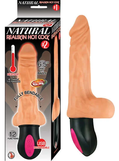 Natural Realskin Hot Cock #2 6.5 inches Beige Vibrating Dildo