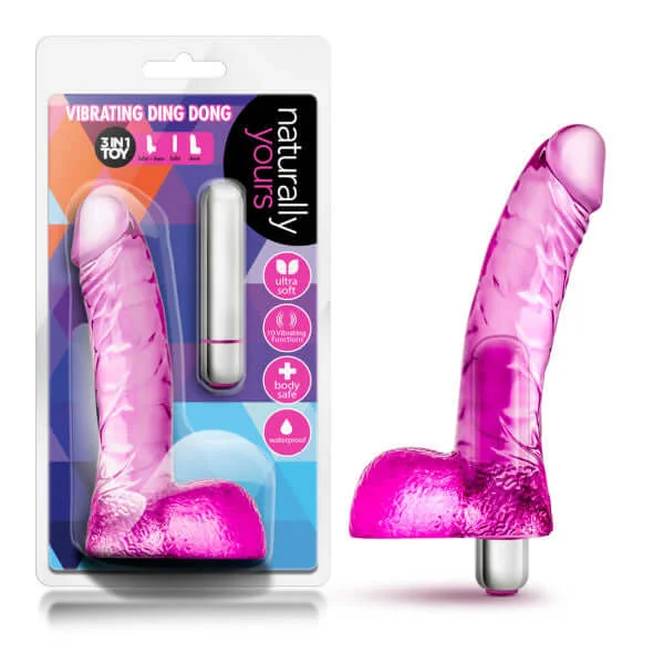 Naturally Yours Vibrating Ding Dong Pink Realistic Dildo