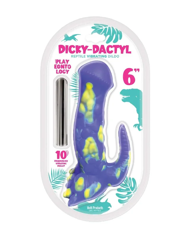 Playeontology Series 6" DickyDactyl Vibrating Dildo - Phthalate-Free Ultra Soft Silicone Dinosaur Vibrator