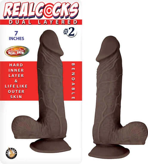 Real Cocks Dual Layered #2 Dark Realistic Dildo