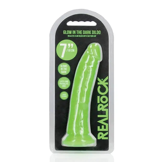 Shots Realrock 8" Slim  Dildo Glow In The Dark - Neon Green