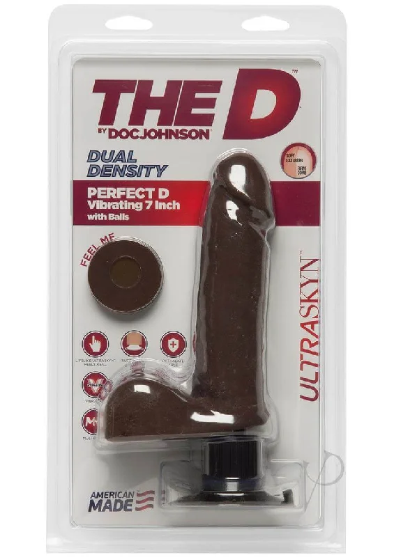 The D Perfect D Vibrating 7-Inch Dildo with Balls - Realistic Chocolate Vibrator