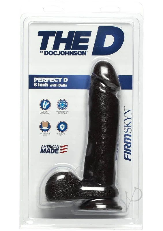 The D Perfect D 8-Inch Dildo with Balls - Realistic FIRMSKYN Chocolate Pleasure