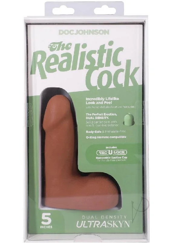 The Realistic Cock 5 Inches ULTRASKYN Vac-U-Lock Dildo with Balls – Caramel