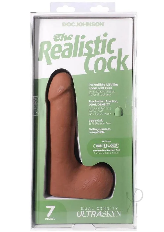 The Realistic Cock 7-Inch ULTRASKYN Vac-U-Lock Dildo with Balls – Phthalate-Free, Body-Safe Caramel