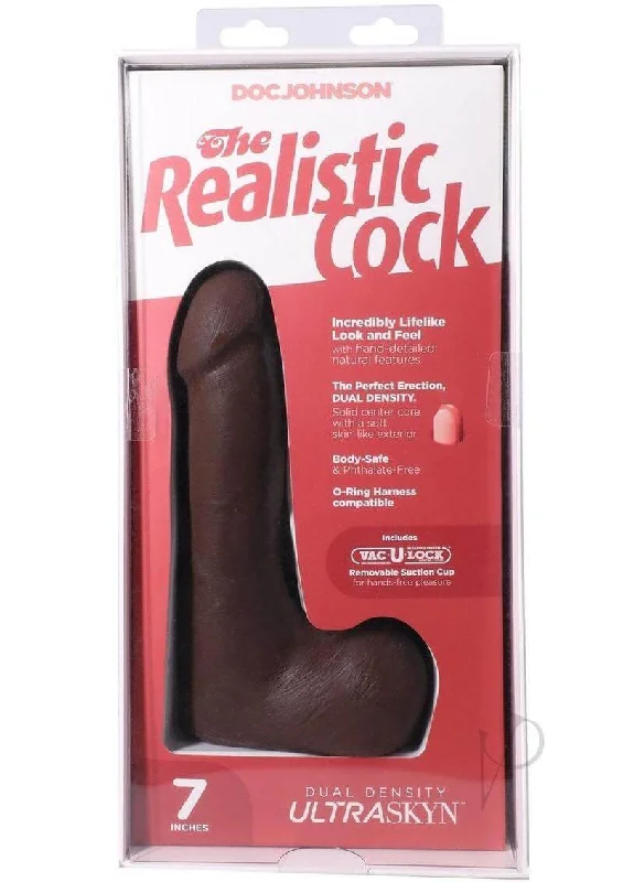 The Realistic Cock 7 inches ULTRASKYN Vac-U-Lock Dildo with Balls – Chocolate