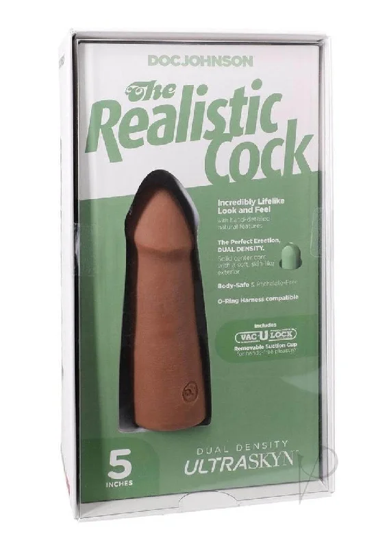 The Realistic Cock 5 inches ULTRASKYN Vac-U-Lock Dildo – Caramel, Phthalate-Free, Dual Density