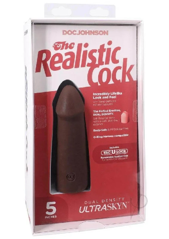 The Realistic Cock 5-Inch ULTRASKYN Vac-U-Lock Dildo Chocolate