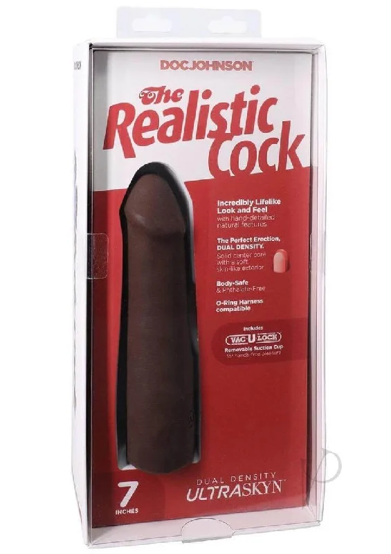 The Realistic Cock 7" ULTRASKYN Vac-U-Lock Dildo Chocolate – Lifelike Texture