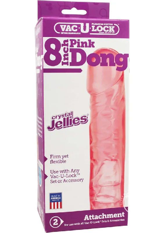 8-Inch Pink Crystal Jellie Vac-U-Lock Dong - Secure Strap-On Pleasure