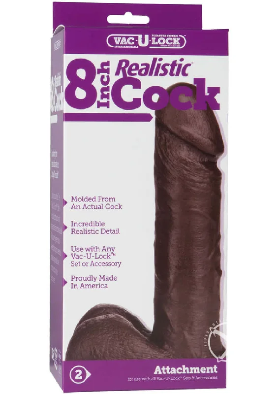 Vac-U-Lock 8-Inch Realistic Black Cock Attachment