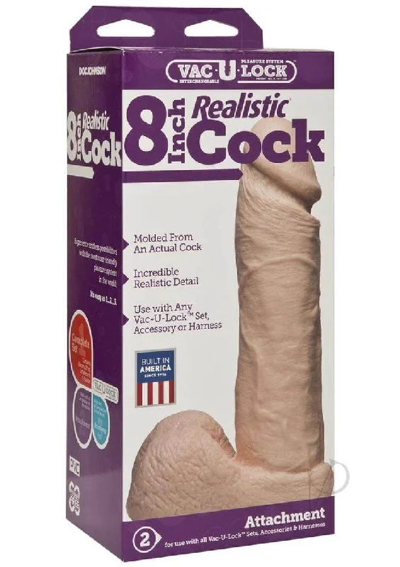 Vac-U-Lock 8-Inch Realistic White Cock Attachment