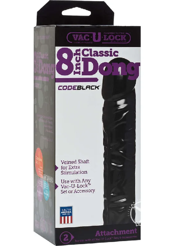 Vac-U-Lock Codeblack Classic Dong 8" - Veined Pleasure at Your Fingertips