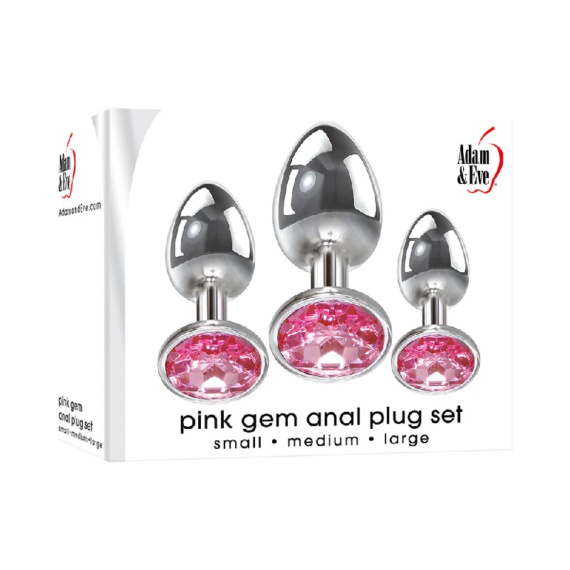 Adam & Eve Pink Gem Glass Plug Set