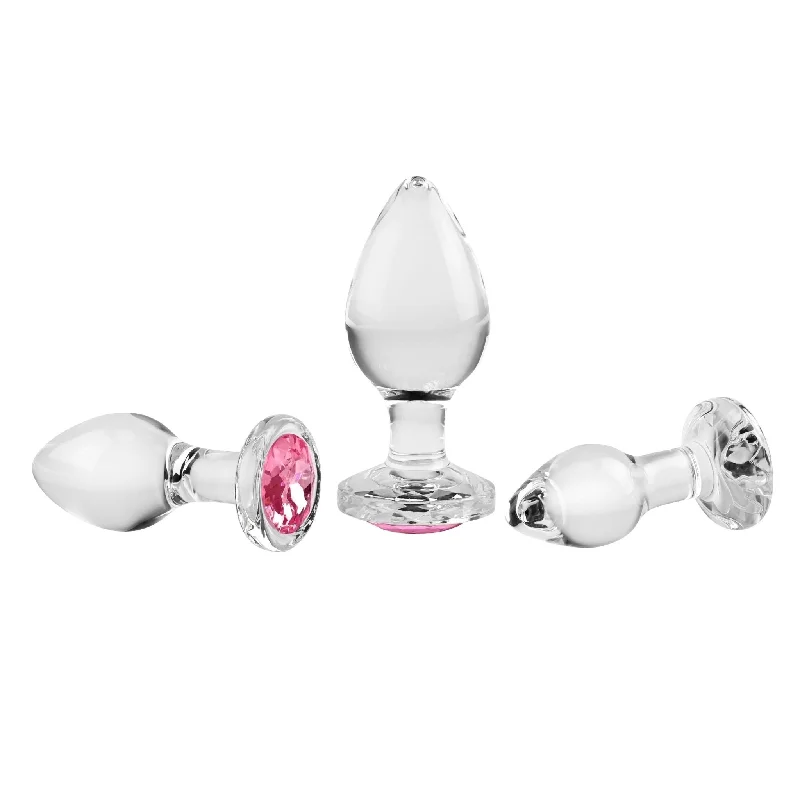 Adam & Eve Pink Gem Glass Plug Set